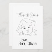 Line Drawing Baby's Face DANK U Kaart (Voorkant / Achterkant)