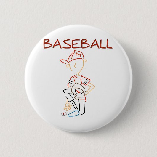Line Drawing Baseball Ronde Button 5,7 Cm (Voorkant)