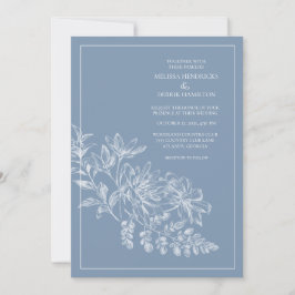 Line Drawing Blue Periwinkle Wedding Kaart