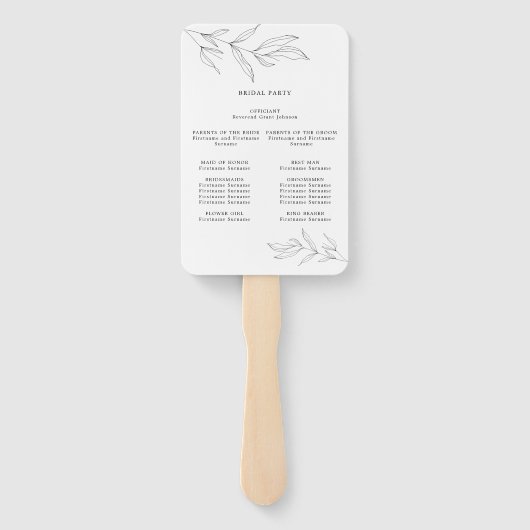 Line Drawing Foliage Ceremony Program Hand Fan Handwaaier (Achterkant)