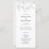 Line Drawing Foliage Leaf Wedding Ceremony Program (Voorkant)