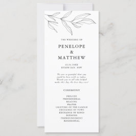 Line Drawing Foliage Leaf Wedding Ceremony Program