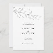 Line Drawing Foliage Leaf Wedding Invitation Kaart (Voorkant)