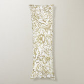 Line Drawing Gold Floral Damascus White Achtergron Lichaamskussen (Voorkant Verticaal)