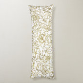 Line Drawing Gold Floral Damascus White Achtergron Lichaamskussen (Achterkant (Verticaal))