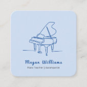 Line Drawing Grand Piano Teacher Music Lesson Vierkante Visitekaartje (Voorkant)