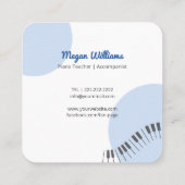 Line Drawing Grand Piano Teacher Music Lesson Vierkante Visitekaartje (Achterkant)