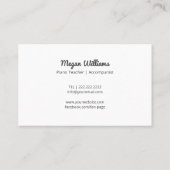 Line Drawing Grand Piano Teacher Music Lesson Visitekaartje (Achterkant)