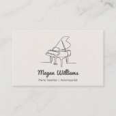 Line Drawing Grand Piano Teacher Music Lesson Visitekaartje (Voorkant)