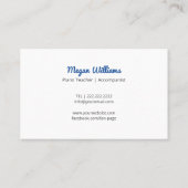 Line Drawing Grand Piano Teacher Music Lesson Visitekaartje (Achterkant)