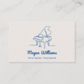 Line Drawing Grand Piano Teacher Music Lesson Visitekaartje (Voorkant)