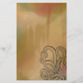 Line Drawing Octopus in Brown Briefpapier (Voorkant)