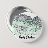 Line Drawing Rocks Mountains Rock Climber Buttonne Ronde Button 7,6 Cm (Voorkant /achterkant)