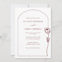 Line Drawing Roos Flower Wedding Invitation