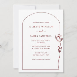 Line Drawing Roos Flower Wedding Invitation Kaart
