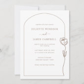 Line Drawing Roos Flower Wedding Kaart (Voorkant)