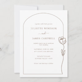 Line Drawing Roos Flower Wedding Kaart