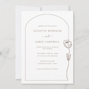 Line Drawing Roos Flower Wedding Kaart