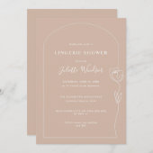 Line Drawing Roos Lingerie Shower Invitation Kaart (Voorkant / Achterkant)