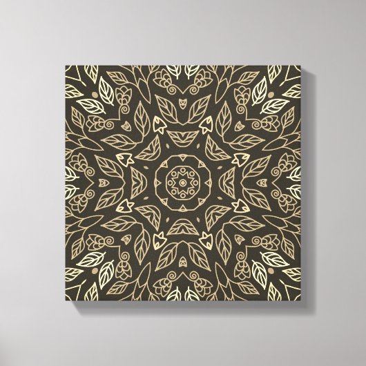 Line Drawing Sepia Tan Abstract Calm Home Wall Art Canvas Afdruk (Voorkant)