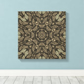 Line Drawing Sepia Tan Abstract Calm Home Wall Art Canvas Afdruk (Insitu (Houten vloer))