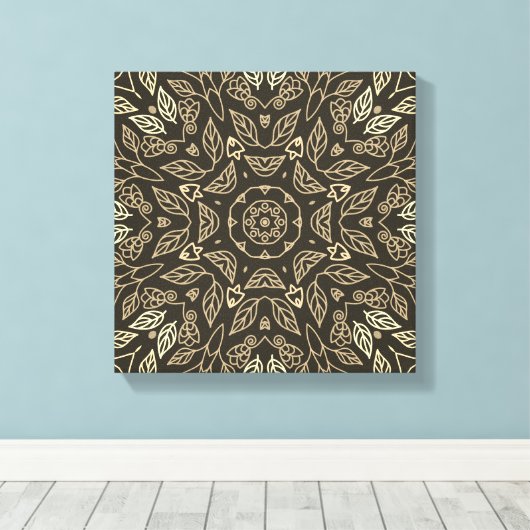 Line Drawing Sepia Tan Abstract Calm Home Wall Art Canvas Afdruk (Insitu (Houten vloer))