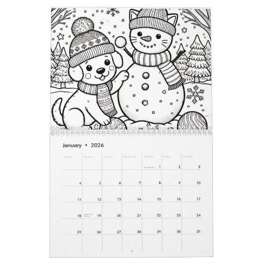 Line Drawings of Cats and Dogs  Kalender (Jan 2026)