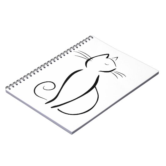 Line Drawn Black Cat Notitieboek (Linkerzijde)
