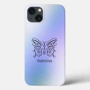 Line Drawn Blue Paars Butterly Holographic Case-Mate iPhone Case