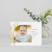 Line Drawn Gold Pine-foto Folie Feestdagen Briefkaart (Staand Voorkant)