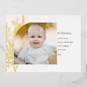 Line Drawn Gold Pine-foto Folie Feestdagen Briefkaart (Voorkant)