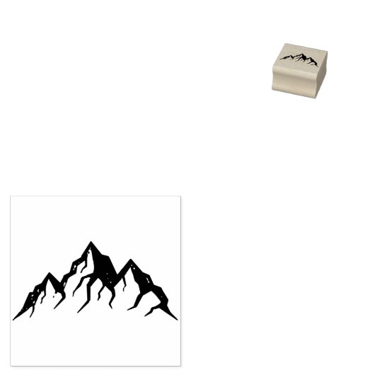 Line Drawn Mountain Rustic Wedding Station Rubberstempel (Gestempeld)