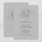 Line Drawn Skull and Rozen Wedding Invitations Kaart (Voorkant / Achterkant)