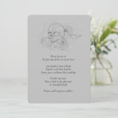 Line Drawn Skull and Rozen Wedding Invitations Kaart (Staand voorkant)