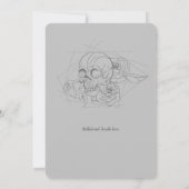 Line Drawn Skull and Rozen Wedding Invitations Kaart (Achterkant)