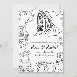 Line Drawn Wedding Invitation  Kaart
