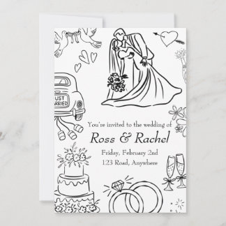Line Drawn Wedding Invitation  Kaart