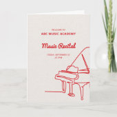 Line Grand Piano Music Overweging Programma Uitnod (Voorkant)