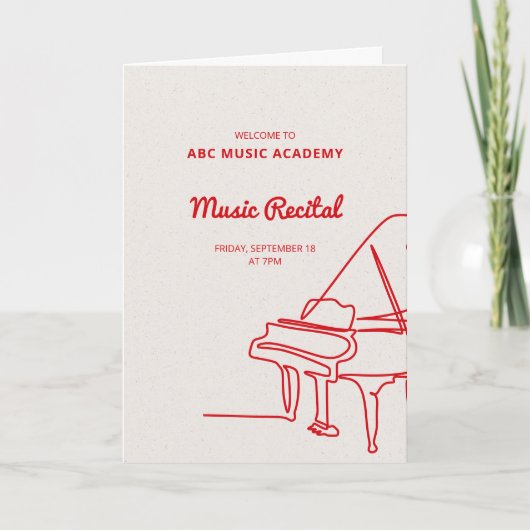 Line Grand Piano Music Overweging Programma Uitnod (Voorkant)