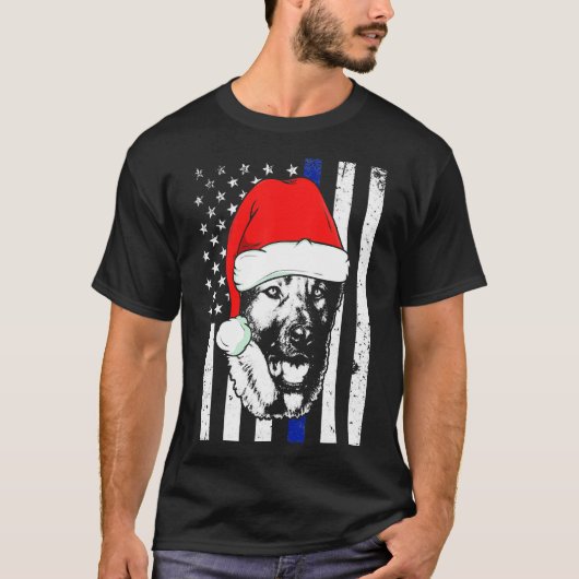 Line Kerstmis German Shepherd 241 T-shirt (Voorkant)