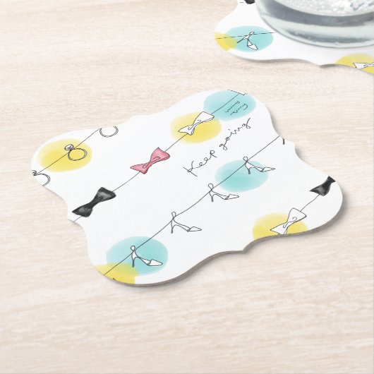 Line Line Ribbon Shoes in White Kartonnen Onderzetters (Gekanteld)