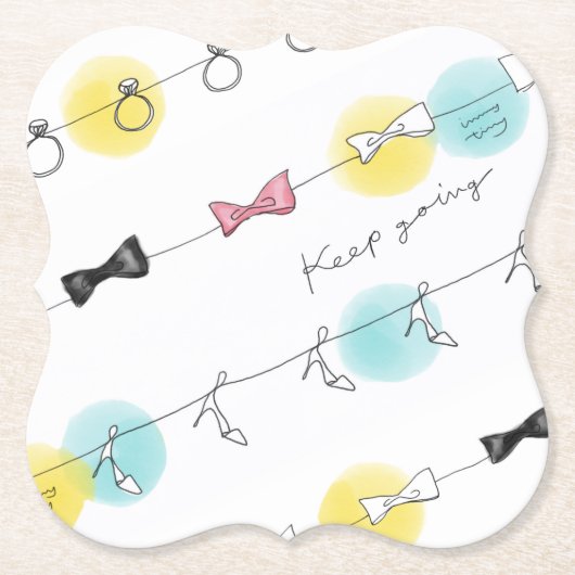 Line Line Ribbon Shoes in White Kartonnen Onderzetters (Voorkant)