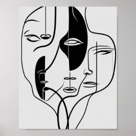 Line Minimalist Face Drawing Poster