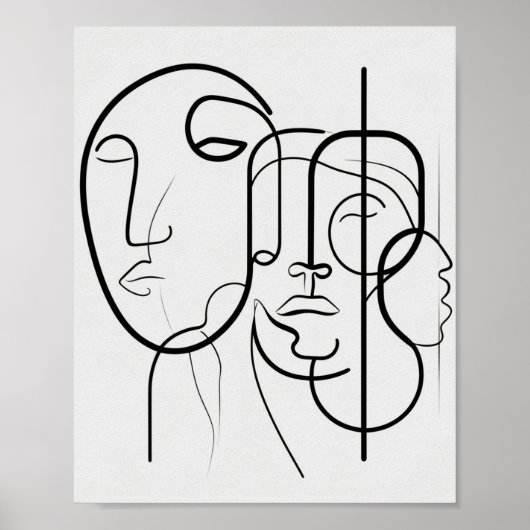 Line Minimalist Face Drawing Poster (Voorkant)