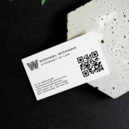 LINE MONOGRAM  MASCULINE QR ATTORNEY ACCOUNTANT VISITEKAARTJE