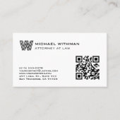 LINE MONOGRAM  MASCULINE QR ATTORNEY ACCOUNTANT VISITEKAARTJE (Voorkant)