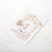 Line Monstera Leaf Wedding geperst Folie Uitnodiging (Gedraaid)