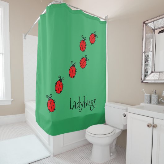 Line of Ladybugs Shower Curtain Douchegordijn (In situ)
