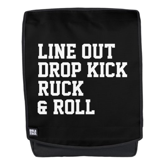 Line Out Kick Ruck en Roll Rugtassen (Voorkant)