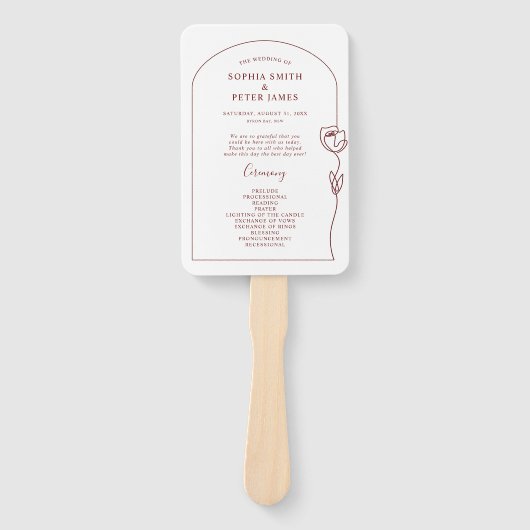 Line Roos Ceremony Program Hand Fan Handwaaier (Voorkant)